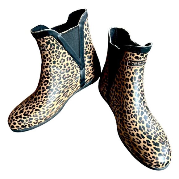 Women's London Fog Piccadilly Waterproof Leopard Animal Print Rain Boots Size 8 - Picture 4 of 9